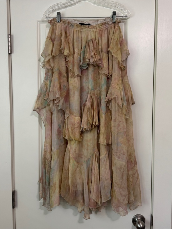 Zara Dresses & Skirts - Zara Medium ZW Collection Printed Ruffle Abstract Floral Maxi Skirt